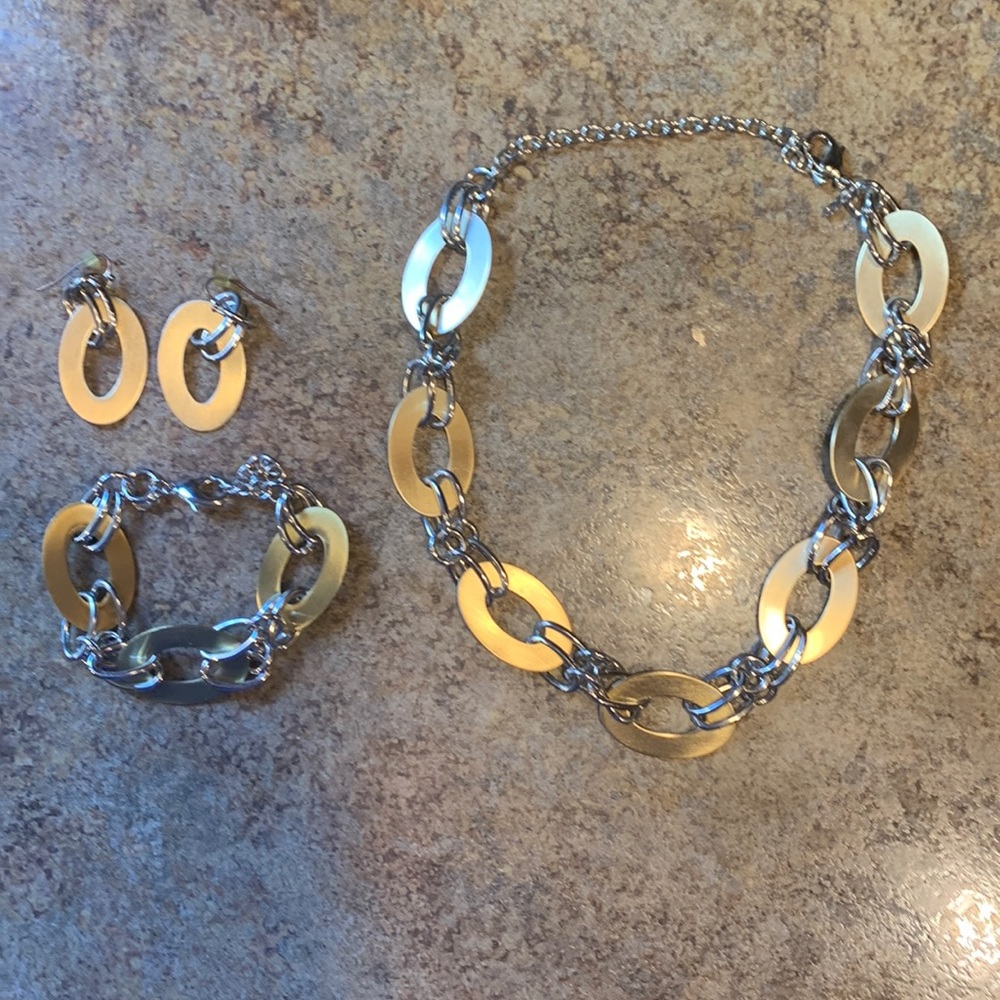 Women’s Silver & Gold Chunky Chain Jewelry Set